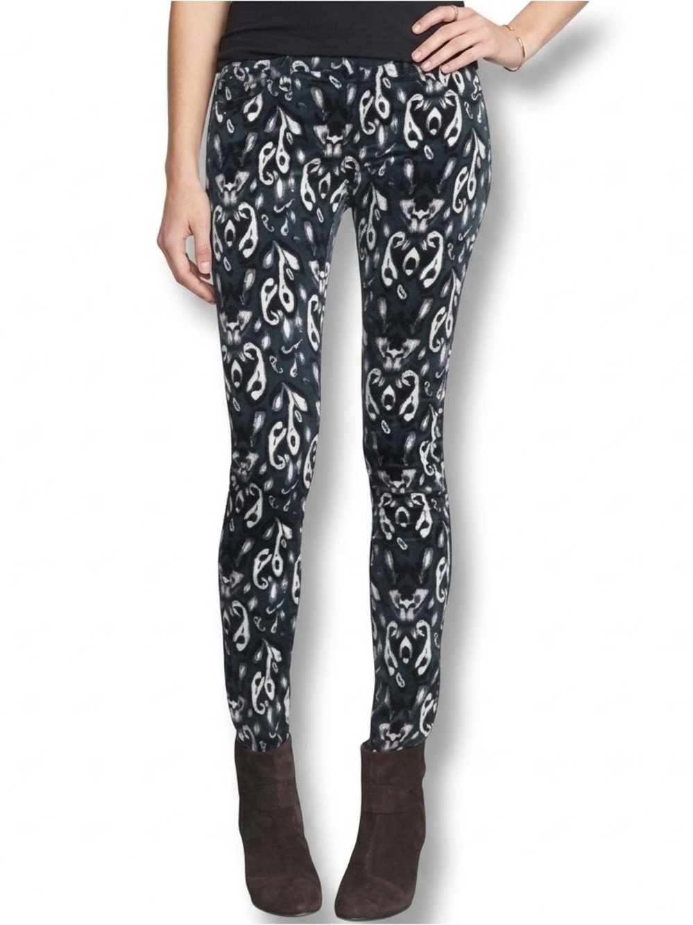 RAG & BONE Women’s Skinny IKAT Paisley Corduroy Navy Blue Boho Jeans | Size 29